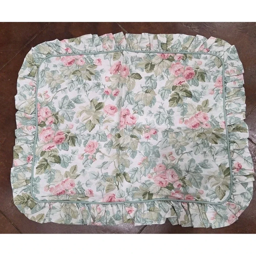Vtg 80s Laura Ashley Cottage Rose Floral Paisley Comforter Sham Dust Ruffle Set